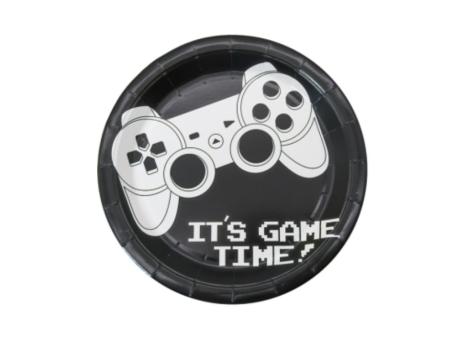 Imagen de PLATOS PAPEL CIRCULAR \\"IT'S GAME TIME!\\" 10P (18CM) NEGRO