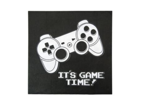 SERVILLETAS \\"IT'S GAME TIME!\\" 20P (17CM) NEGRO