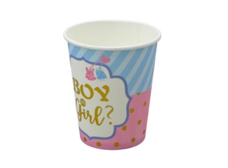 VASOS PAPEL \\"BOY OR GIRL?\\" 10P (8.5X7.5) CELESTE/ROSADO