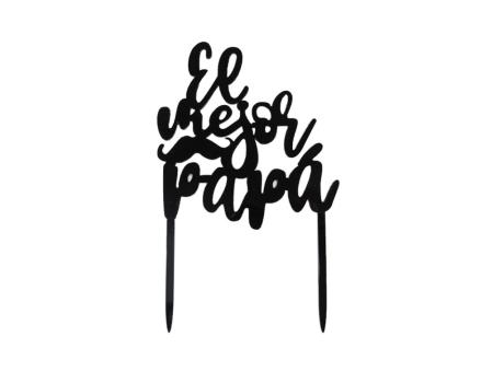 ADORNO TORTA \\"EL MEJOR PAPA\\" (10X16) NEGRO