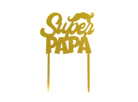 Imagen de ADORNO TORTA \"SUPER PAPA\" (10.5X15) DORADO