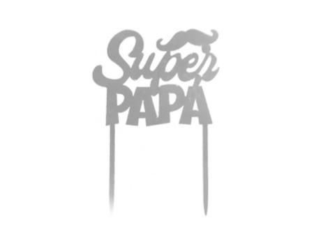 ADORNO TORTA \"SUPER PAPA\" (10.5X15) PLATEADO