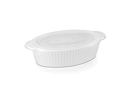 Imagen de RECIPIENTE OVAL UNITARIO P. CON TAPA 650 ML BLANCO R: 305.006.520 NITRON