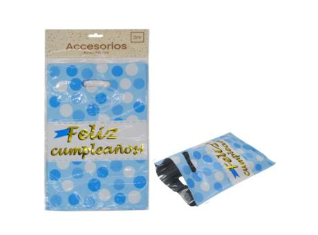 Imagen miniatura de BOLSA METALIZADO \"FELIZ CUMPLEAÑOS!\" 10P (7X25) CELESTE