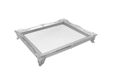 BANDEJA RECTANGULAR C/ PATA (30X25X4CM) PLATEADO