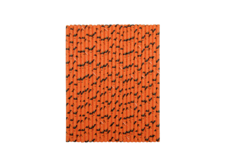 Imagen de PAJITA PAPEL 25P (19.5CM) MURCIELAGO NEGRO/NARANJA