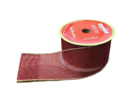 Imagen de CINTA 6,3CMX914CM NAVIDEÑA VINO ORO