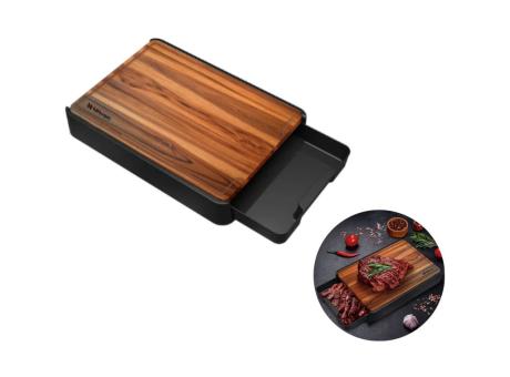 Imagen de TABLA DE CORTAR DE MADERA DE TECA C/SUP Y GAV NEGRO R: 507.004.M03 NITRON