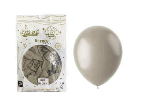 Imagen de GLOBOS MDC RETRO 9\" CENIZA CM03624