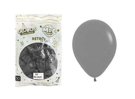 Imagen de GLOBOS MDC RETRO 9\" GRIS OSCURO CM03624