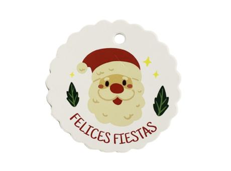 Imagen miniatura de ETIQUETA CIRCULAR \"FELICES FIESTAS\" 10P (6.5CM) BLANCO