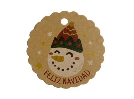 ETIQUETA CIRCULAR \\"FELIZ NAVIDAD\\" 10P (6.5CM) BLANCO
