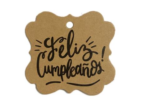 ETIQUETA CUADRADO \\"FELIZ CUMPLEAÑOS\\" 10P (6.5CM) BLANCO
