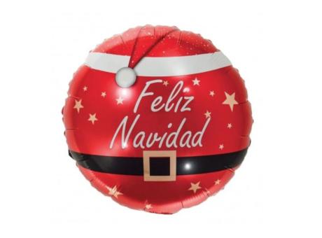 GLOBO CIRCULAR \"FELIZ NAVIDAD\" (45CM) ROJO