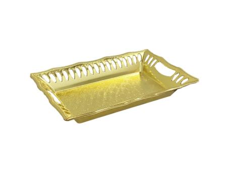 BANDEJA PLASTICA RECTANGULO (23.5X15.5X3.5CM) DORADO