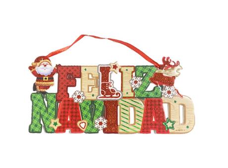 ADORNO FELIZ NAVIDAD P/COLGAR MULTICOLOR 30X14CM 51055