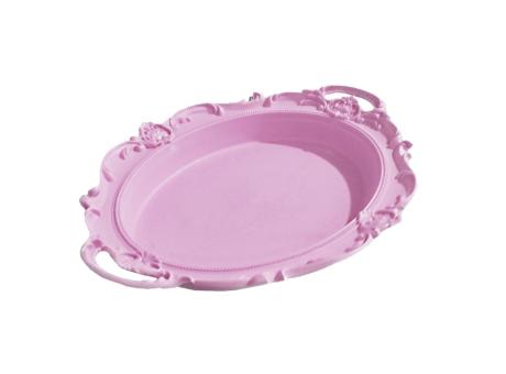 BANDEJA PLASTICA OVAL (40X27X5) ROSADO