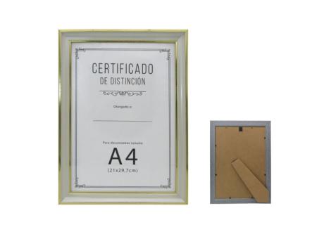 PORTA RETRATO RECTANGULO A4 (33X24X1.5) BLANCO/DORADO