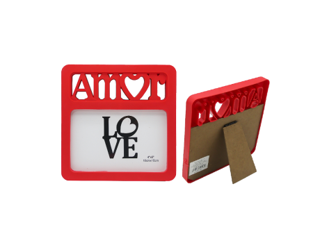Imagen miniatura de PORTA RETRATO CUADRADO \"AMOR\" (17X17X1.5) ROJO