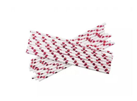 PAJITA DE PAPEL 25P (19.5CM) MOTA ROJO/BLANCO