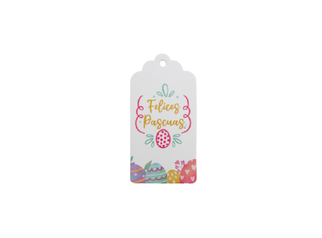 Imagen miniatura de ETIQUETA RECTANGULO \\"FELICES PASCUAS\\" 10P (10X5CM) BLANCO