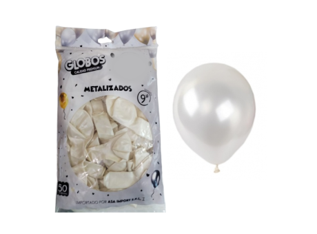 GLOBOS MDC METAL BLANCO 9\\" CM03623 X50