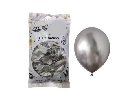GLOBOS MDC METAL PLATA 9\\" CM03623 X50