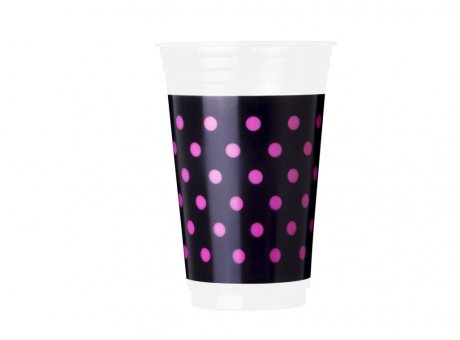 Imagen de VASO PLAST. COPOBRAS 300 ML C/ 30 MOTAS NEGRO/ PINK