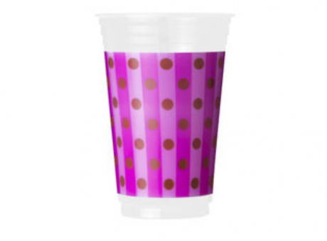 Imagen de VASO PLAST. COPOBRAS 300 ML C/ 30 UN MOTAS ROSA/ MARRON