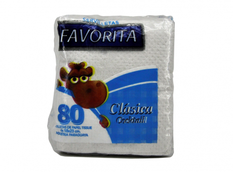 Imagen miniatura de SERVILLETA TISSUE FAVORITA 18X23X80 UNIDADES