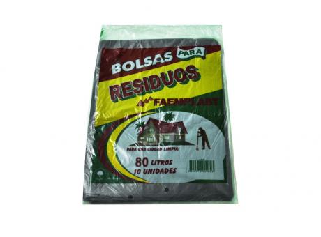 Imagen de FP BOLSA BASURA 80 LTS NEGRO 10 HJS 53X70X15