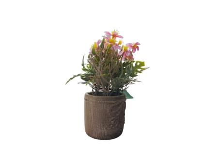 FLOR ARTIFICIAL CON MACETA (20X15CM) ROSADO