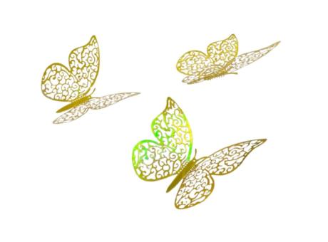 DECO MARIPOSA 3D 12P (8X5/10X6/12X7.5) DORADO BRILLOSO