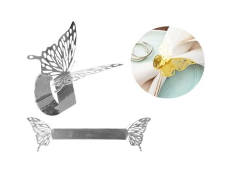 ANILLO DE SERVILLETA MARIPOSA 12P (22X6CM) PLATEADO