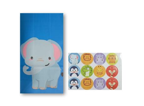 BOLSA PAPEL ELEFANTE 12P (24X13X8CM) CON CALCOMANIA CELESTE