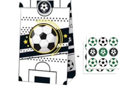 BOLSA PAPEL FUTBOL 12P (24X13X8CM) CON CALCOMANIA BLANCO