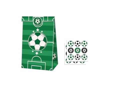 BOLSA PAPEL FUTBOL 12P (24X13X8CM) CON CALCOMANIA VERDE