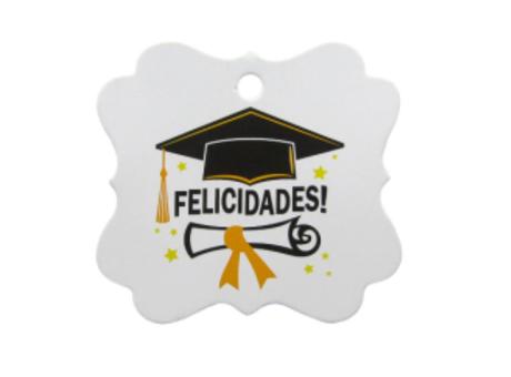 ETIQUETA FELICIDADES 10P (6.5X6CM) BLANCO