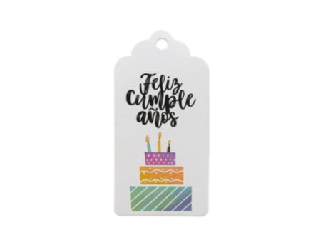 ETIQUETA FELIZ CUMPLEANOS 10P (5X10CM) BLANCO