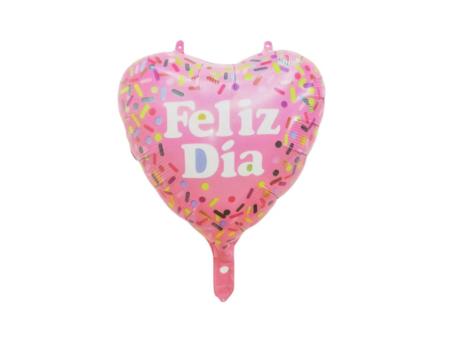 GLOBO CORAZON \"FELIZ DIA\" (45CM) ROSADO