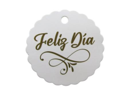 ETIQUETA FELIZ DIA 10P (6.5CM) BLANCO