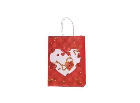 BOLSA PAPEL CORAZON 12P (27X21X11CM) ROJO