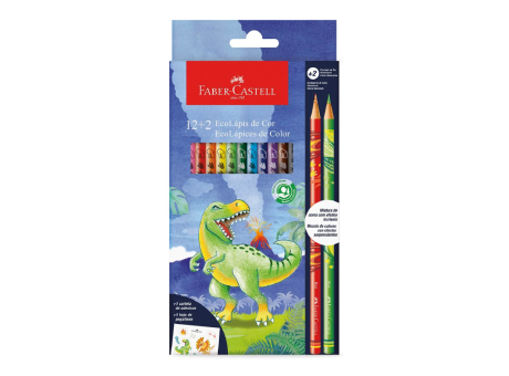ECOLAPICES COLOR FABER DINO 12 COLORES + 2 COLOR EFECTO MEZCLADO
