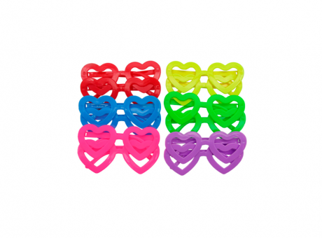 LENTE CORAZON 12P COLORES TRANSP.