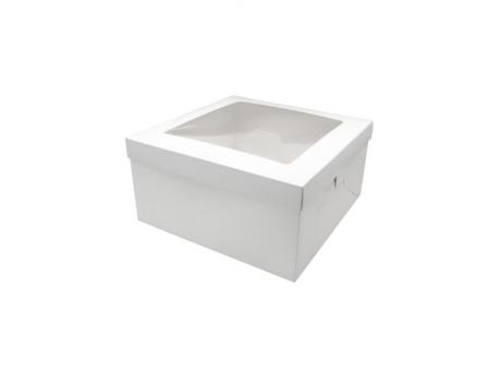 CAJA PAPEL CUADRADO C/ VISOR 5P (30X30X15) NATURAL BLANCO