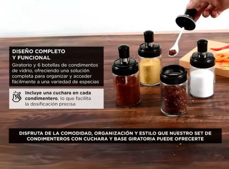 Imagen de SET CONDIMENTERO GIRATORIO CON CUCHARA  6 PZS TM-720