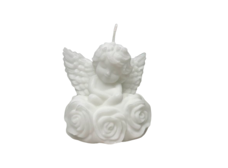 VELA ANGEL GRANDE SOBRE FLORES