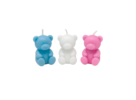 VELA OSITO PEQUEÑO LISO ROSA/BLANCO/CELESTE