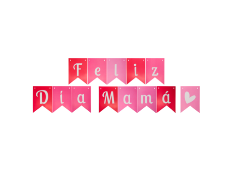 BANDERINES FELIZ DIA MAMA (17X12CM/3M) ROSA/BLANCO