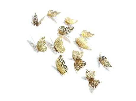 DECO MARIPOSA 3D 12P (8X5/10X6/12X7.5) DORADO